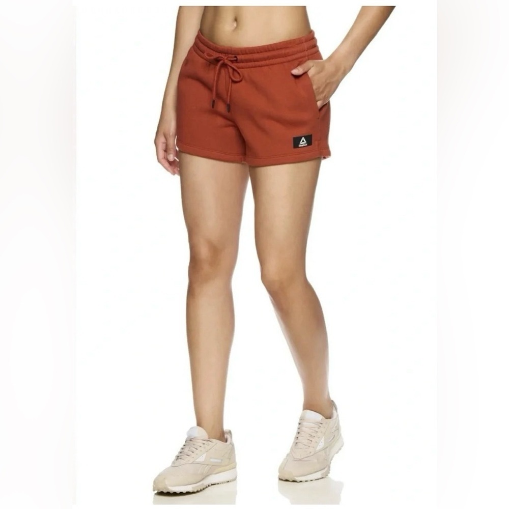 2 Reebok Women's After Class Shorts with Pockets 2 Gray/Rust - Picture 7 of 12